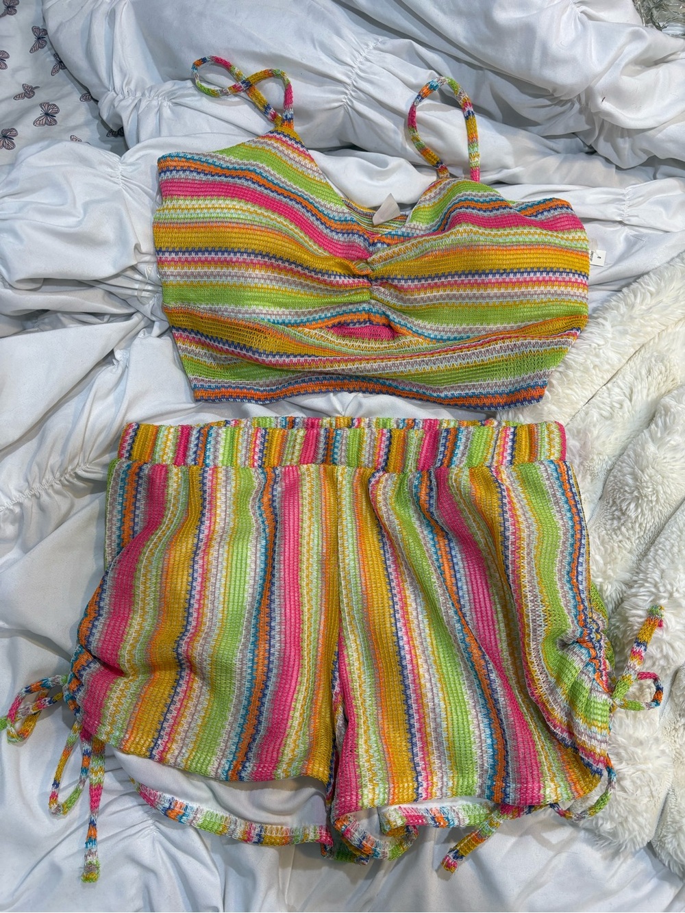 Women’s Multicolor Striped Knit Shorts - Bright Rainbow